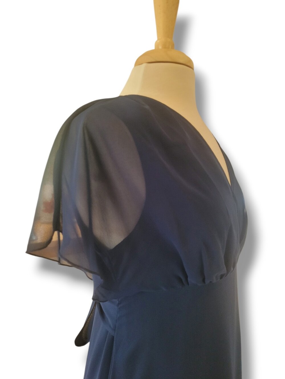 Navy Blue Hi-Lo Floaty V-Neck Flutter Sleeve Maxi Dress. Size 10. NWT - Picture 5 of 9